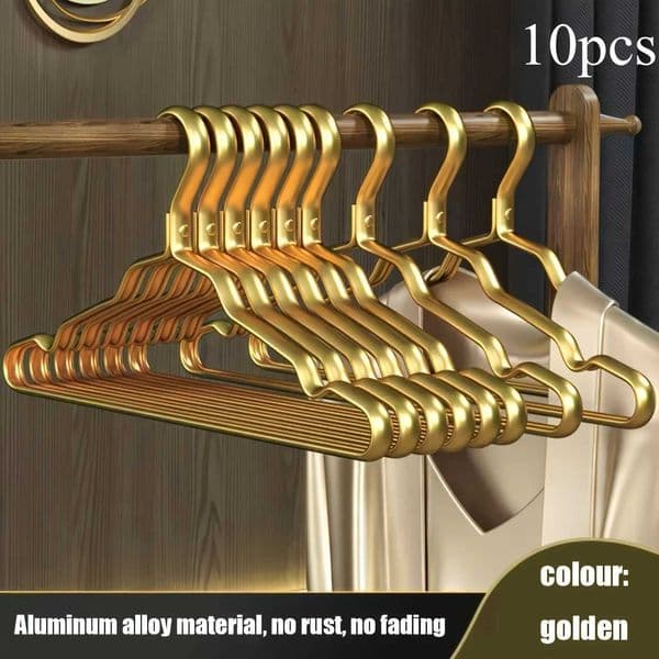 5/10pcs Golden Durable Children Clothing Aluminum Alloy Clothing Hanger Domestic Adult Hanging Coat Hanger Supplies Organizer C260520