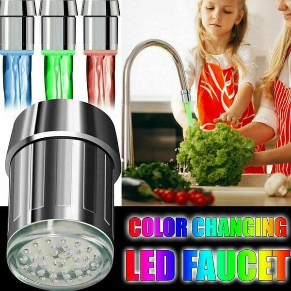 LED Faucet Water Saving Kitchen Bathroom Sensor 7 Color Change Faucet Head Aerator Tap Nozzle Shower 260519