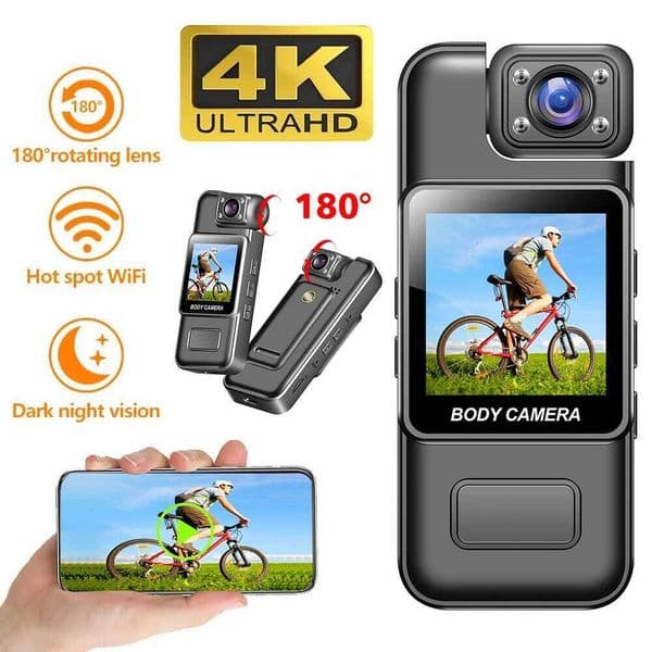 4K Ultra HD Wifi Digital Video Mini Portable Handheld Law Enforcement Recorder 180 Rotatable Lens Outdoor Sports Camera 26Y0520