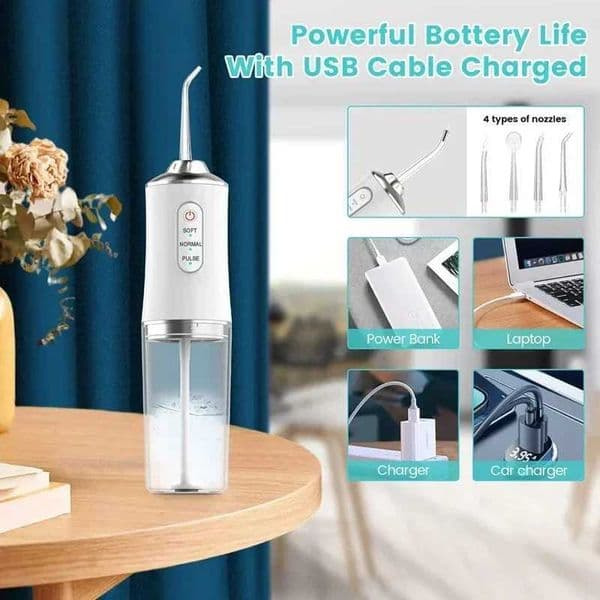 Electric 3 Mode Water Flosser Portable Mouthwash Rechargeable Toothbrush 4 Nozzles 240ml Large Water Tank IPX7 Waterproof Gifts T260520IV7G