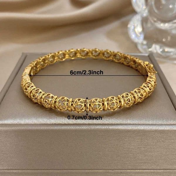 316L Stainless Steel Round Beaded Openwork Carved Flower Cuff Bangle For Women New Charms Waterproof Jewelry Gifts H260520