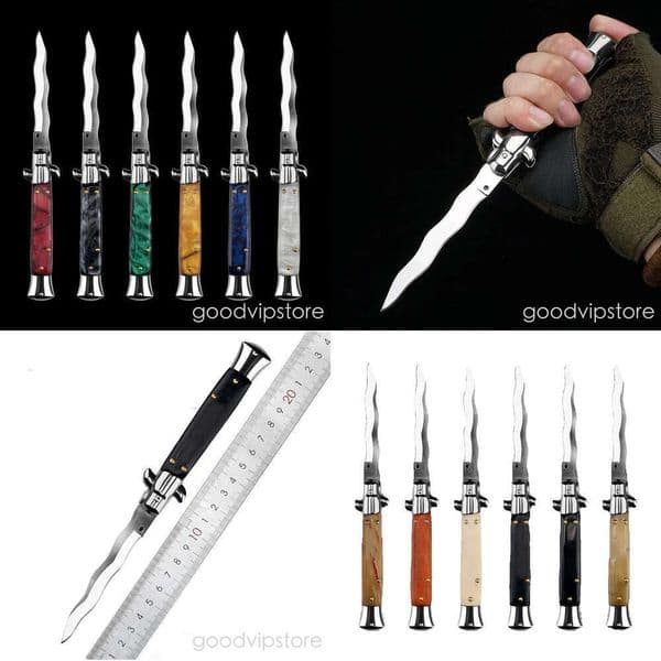 12Models 2025 Italian Style Folding Knife 3 77 knife 440C Kriss Blade Acrylic Handles