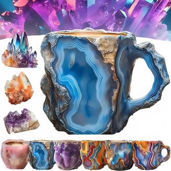 1PC Multi-Colored Mineral Crystal Coffee MugNatural Mineral Crystal Mug Colorful Crystal Christmas MugsChristmas Gift New H260520
