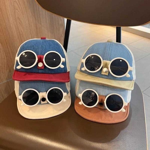 Summer Outdoor Baby Baseball Cap With Detachable Sunglasses Patchwork Boys Girls Sun Hat Toddler Kids Peaked Caps L26051941II