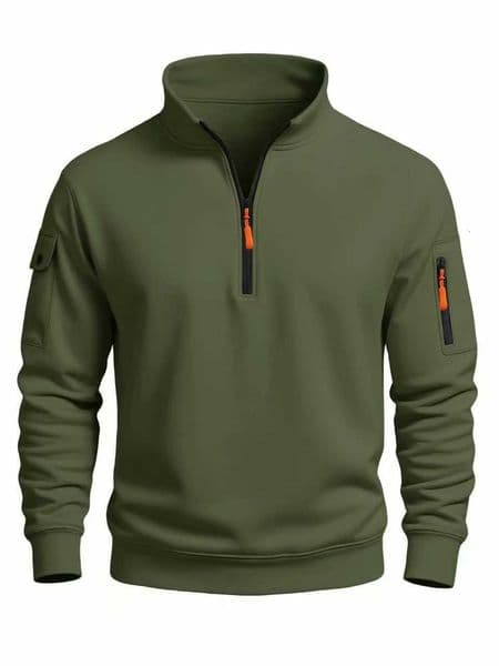 Mens sweatshirt 2025 autumn and winter new casual sports casual long sleeved high neck half zipper windproof top L260519