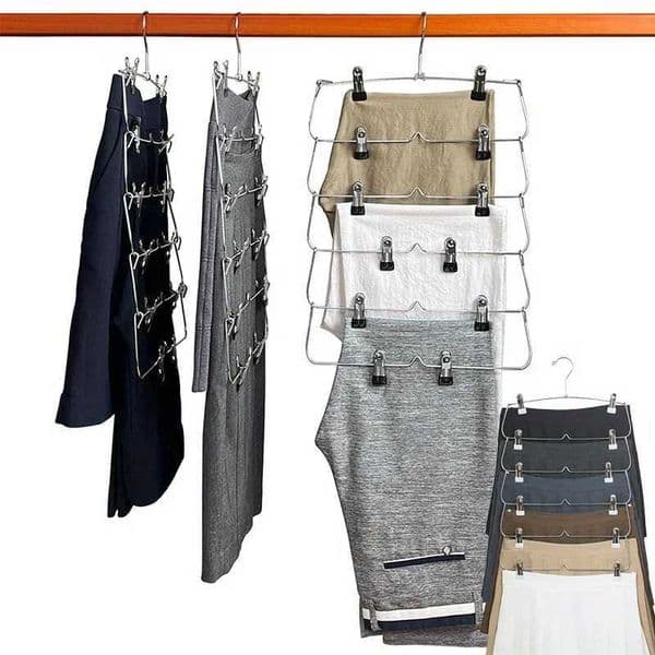 6-Tier Skirt Hangers with Clips Pant Space Saving Multiple in One Clothes with Clip Multiple Pants Hanger for Closet C260520