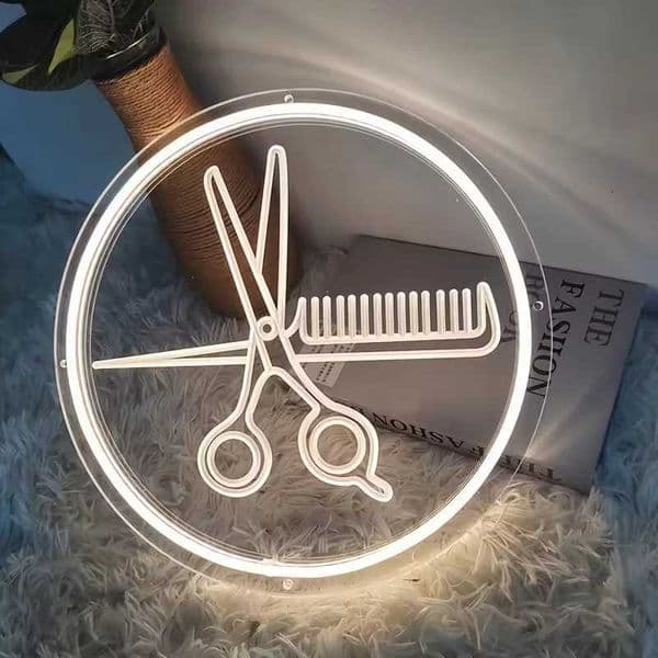 1pc Hair Salon Neon Lamp Wall Decoration Sign Beauty Salon Decoration Barber Shop Neon Lamp 5V USB Powered Comb and Scissors H260520