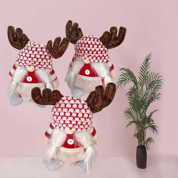 New Antler Rudolph Elk Faceless Old Man Doll Cartoon Gnome Elf Figurine Decoration Christmas Gifts 002