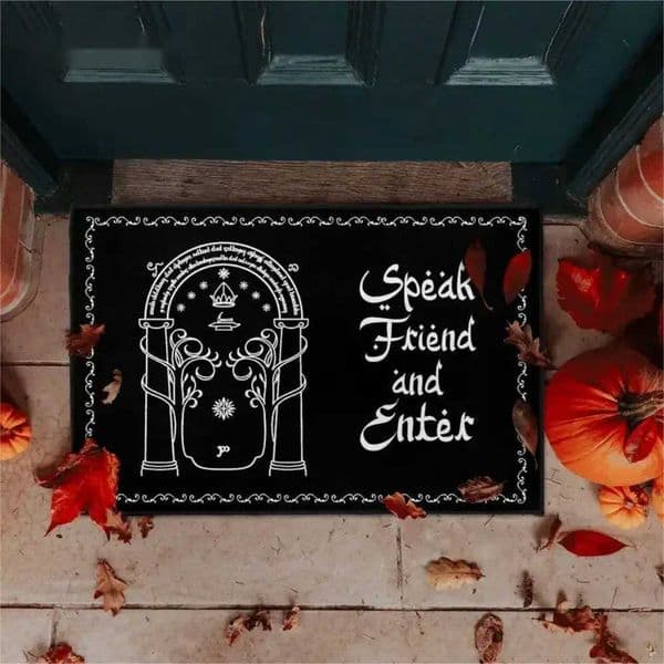 VIKAMA Doormat Speak Friend and Enter Welcome Mat Housewarming Gift Welcome Doormat Decorative Mat for Bedroom Home Decoration L260519
