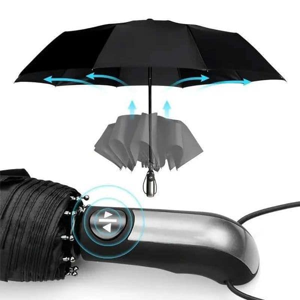 23 inch automatic folding umbrella business mens large double umbrella black rubber rain and rain dual-use umbrella three fo C260520
