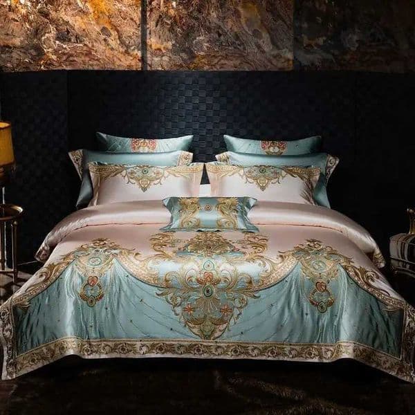 4/6/9Pcs Gorgeous European Palace Style Royal Embroidery Bedding Set Brocade Egyptian Cotton Duvet Cover Bed Sheet Pillowcases T260520