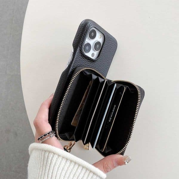 Luxury Litchi Peel Pattern PU Leather Case For iPhone 15 14 13 12 11 Pro Max Card Holder Lanyard Wallet CoverZHR260520
