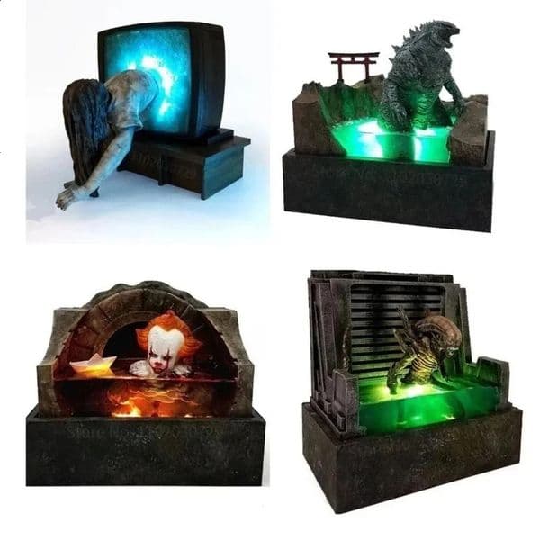 Horror landscape Movie Sculpture Illuminated 3D Model Resin Craft Home Party Decor Statue Figure Halloween Decorations Collection Gifts Garden Orname 0220