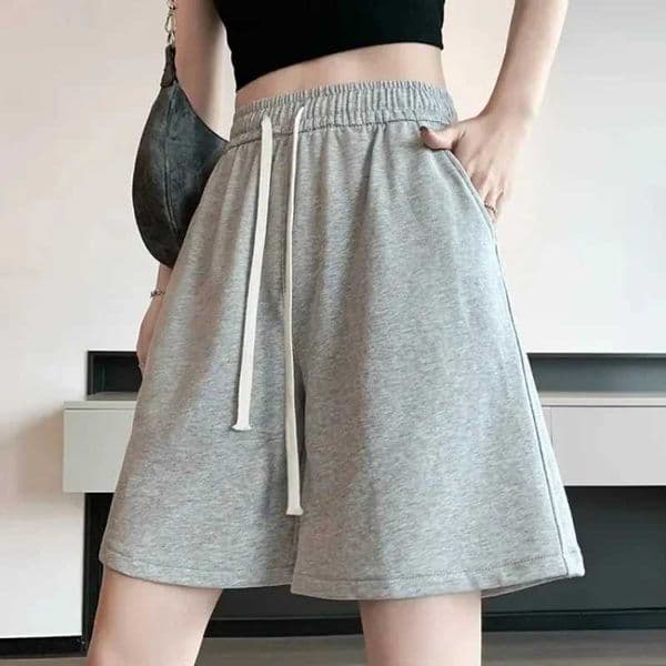 New Solid Color Cotton Sports Shorts Womens Four Seasons Thin Sports Shorts Running Loose Wide Legs Casual Fashion X260520