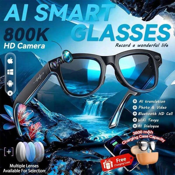 3600Mah Power Bank 800W 4K HD Pixel 32Gb Translation Bluetooth Music Ultra AI Smart Glasses With Video Camera 2026 Smart Glasses