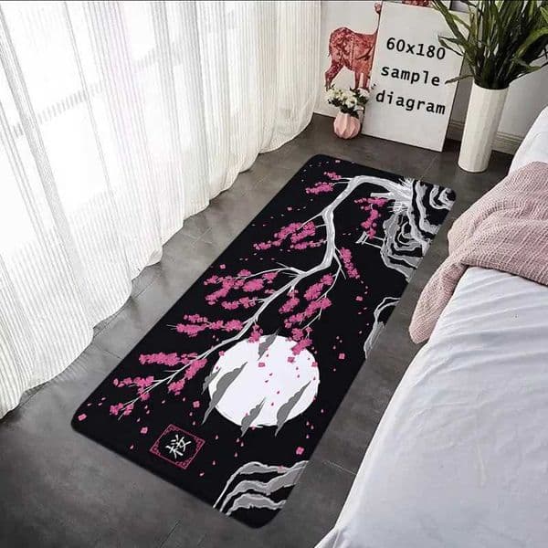 Japanese Cherry Blossom Carpet Mat Rug - Sakura Moon Pattern Home Decoration for Bedroom Living Room Rugs for Bedroom Home L260519