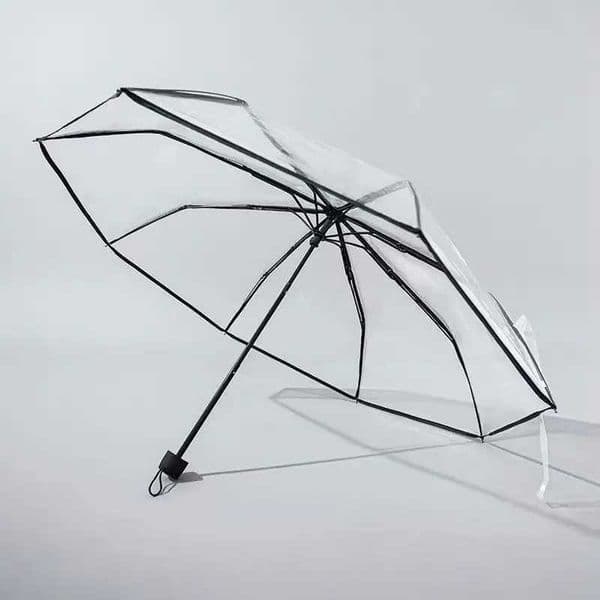 Transparent Folding Non-automatic Umbrella Men Ripple Edge Black Business Rain Umbrella Women Plastic Clear Ladies Parasol C260520