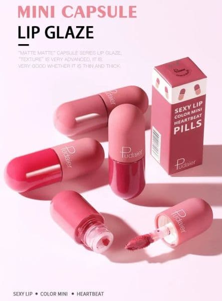 Pudaier 18 colors capsule lipstick matte lipstick lip makeup long lasting Waterproof velvet lipstick liquid lipkit mini pill lip gloss