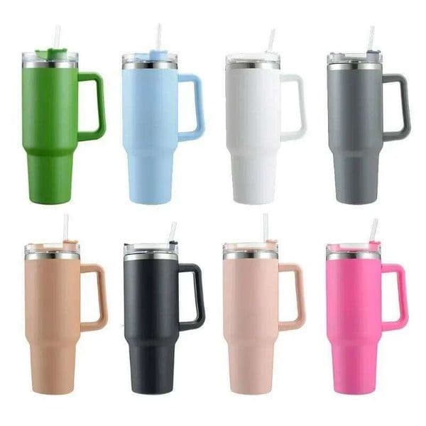 40oz Stainless Steel Water Bottle Car Coffee with Handle Lid Straw Mug Personalized Tumbler Vacuum Thermos Cup 26L0520