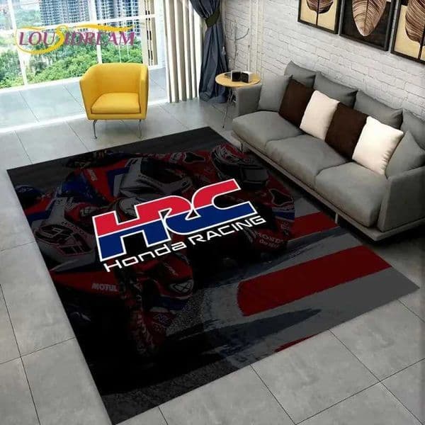 HRC Racing HONDA Floor Mat 3D Carpet for Living Room or Bedroom Non-Slip Rug for Sofa or Kids Area Decor Home Decoration L260519