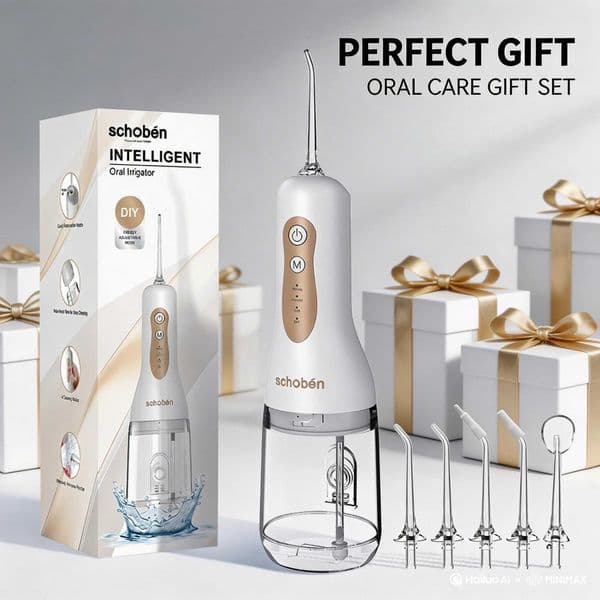 Schoben Water Flosser 20 a portable oral irrigator features USB charging 4 cleaning modes and a large-capacity water tank T260520