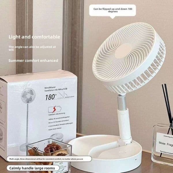 Hand Mini Fan Telescopic USB Charging Folding Portable Mini Electric Dormitory Outdoor Activities Remote Control Fan