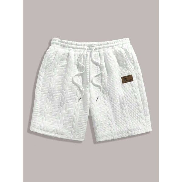 Men's White Drawstring Casual Summer Loose Breathable 5 Inch Shorts J260520