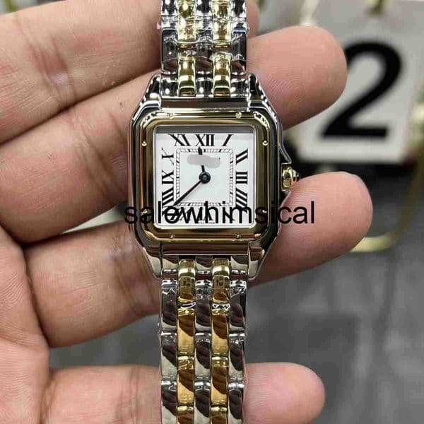 Designer Brand C Watch Taiwan Factory Yajia Classic Square Quartz Diamond-Encrusted Roman Leopard Couples Watch with Santos Steel Band SSE4