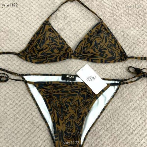 Brand Women Two Piece Retro Beach Vacation Swimming Suit Luxury Hot Sale Trendy Female Sea Side Costume FE11 Brown Slimming In Stock Swimsuit