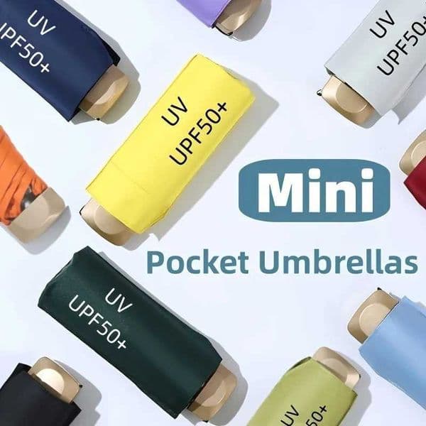 Mini Sun Umbrella Small Pocket Rain Travel Umbrella Vinyl Folding Umbrella UV Protection Sun Shade Pocket Parasol Capsule C260520