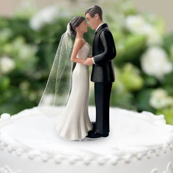 Elegant Bride Groom Wedding Cake Topper with Veil 43 - Anniversary Bridal Shower Engagement Party Decoration 260520