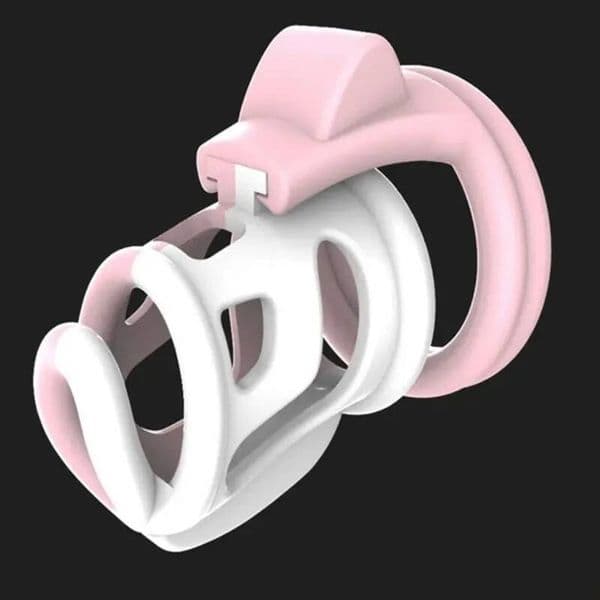 Update Massage Pink Lock Contrast Color Vent Hole Male Chastity Device Cock Cage Sex Toys with 4 Penis Ring Adult Game for Men