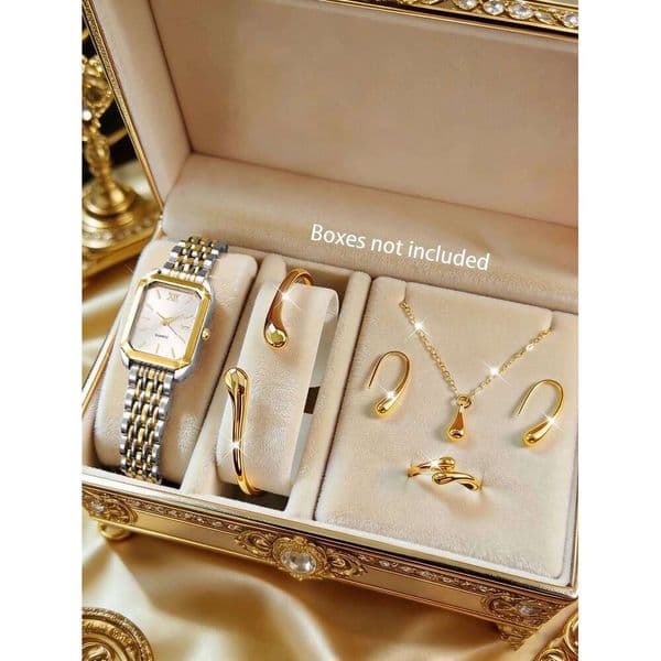 The lady's compact quartz watch and pendant jewelry set, suitable as a holiday gift, does not include the box. W260520