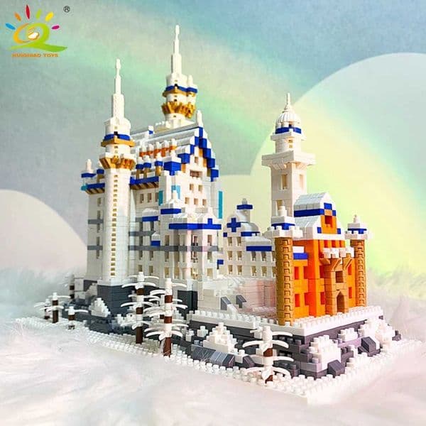 HUIQIBAO 3000pcs Swan Stone Castle Architecture Model Micro Building Blocks City Street View Mini Diamond Bricks Children ToysL260520G12V