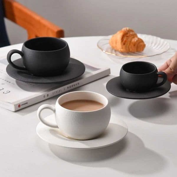 280ML Rock Sand Ceramic Coffee Cup Set Japanese-style Exquisite Afternoon Flower Tea Cup Hotel Upscale Restaurant Coffee Cup H260520
