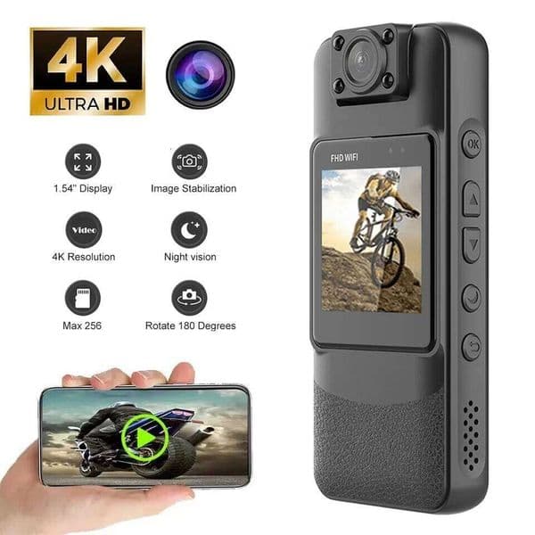 4K 1080P HD WiFi Portable Digital Audio Video Recorder Police BodyCam Night Vision Sports DV Bicycle Small Camcorder 26Y0520