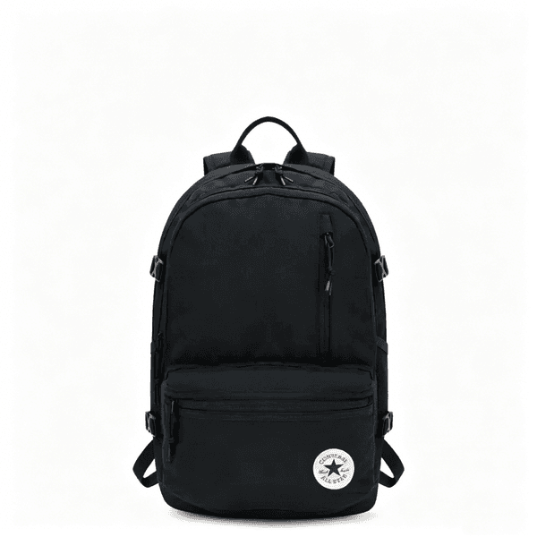 Converse Logo Black Backpack Men Women Couple Casual Sports Zipper Adjustable Strap Polyester Travel School Backpack