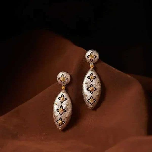 Hot Sale Vintage Seiko Brushed Craft Plated S925 Silver Luxury Four Leaf Clover Diamond Earrings Fashion Women L260520