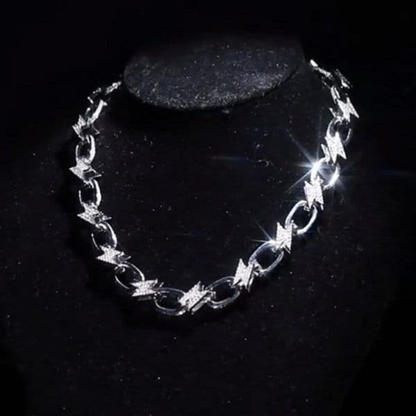 Hip Hop Lightning Necklace Jewelry Mens Womens Iced Out Clavicle Chain Gold Chokers Necklace