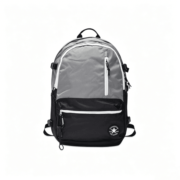 Converse Straight Edge Backpack Gray Zipper Closure Polyester Fabric Splicing Unisex Casual Sports Student Couple Schoolbag Daily Travel Backpack