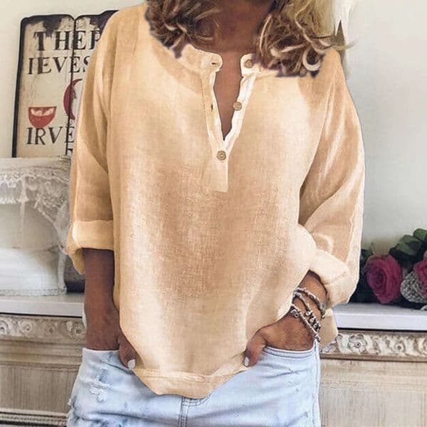 Spring Autumn European and American New Solid Color Casual Loose Long-Sleeve Cotton-Linen In Stock Amazon Shirt