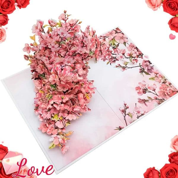 Cherry Blossom -Up Greeting Card - Perfect for Birthdays Mothers Day Valentines Day Thanksgiving and Christmas L260520