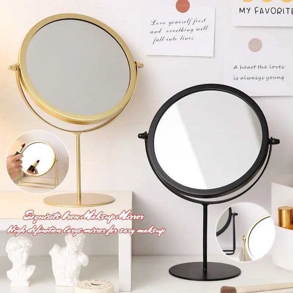 Desktop mirror makeup mirror rotatable stainless steel magnifying glass student dormitory household single-sided makeup mirrorT260520