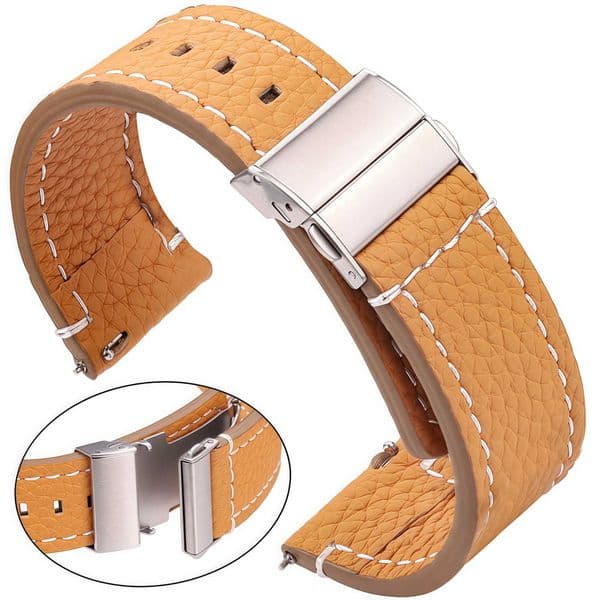 Genuin Leather Watchband For Huawei Samsung Watch Strap 18mm 24mm 22mm Women Men Black Brown Soft Cowhide Bracelet L260520