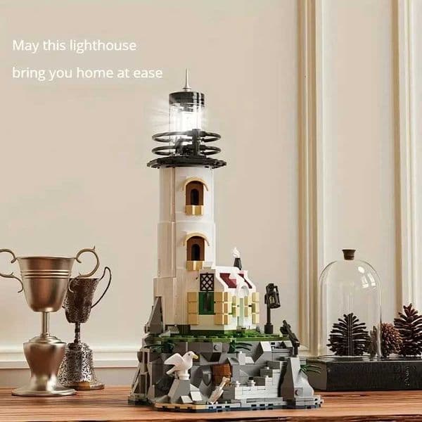1092PCS Electric Lighthouse Building Blocks Fishermans Hut Glowing Lighthouse Assembly Bricks Desktop Ornaments DIY Toys GiftsJ260520