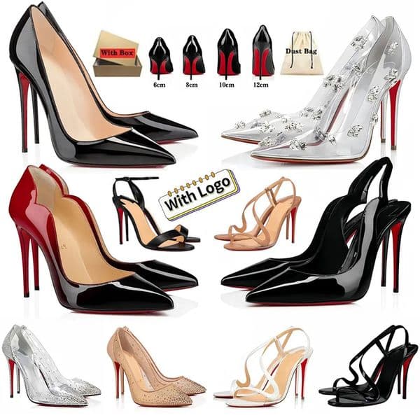 High Heels Brand Designer Women's High Heels Red BottomShoes Women Heels 8cm 10cm 12cm Stiletto Genuine Leather Woman Nude Black Patent Leather Pumps with Dust Bag