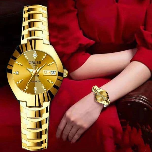 ORUSS Hot Brand Ladies' High Quality Stainless Steel Waterproof Luminous Pointer Week Calendar Eleganc Women Quartz Watch W260520
