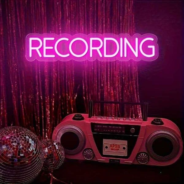 Recording Neon Sign LED Light for Music Studio Bedroom Man Cave Wall Art Switch Controlled H260520