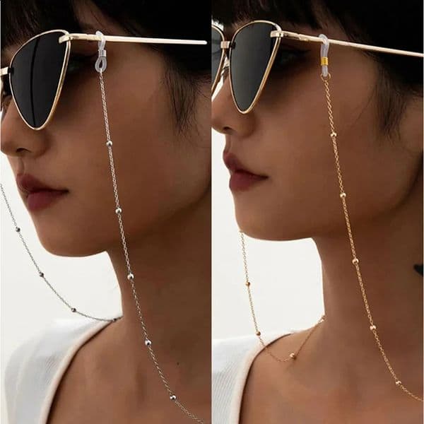 2Pcs Metal Round beads Glasses Chain Mask Female Sunglasses Accessories Antislip Dualuse 260509
