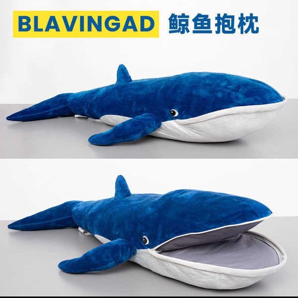 New Whale Plush Toy Pillow 100cm Large Giant Blue Whale Zipper Big Mouth Companion Comforting Big Plush ToyL260520QE1N